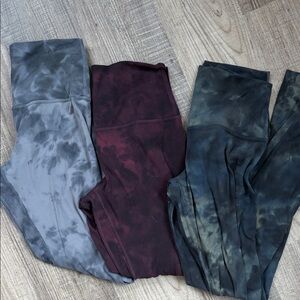 lululemon athletica Tie-Dye Leggings - Gray, Burgundy, Black